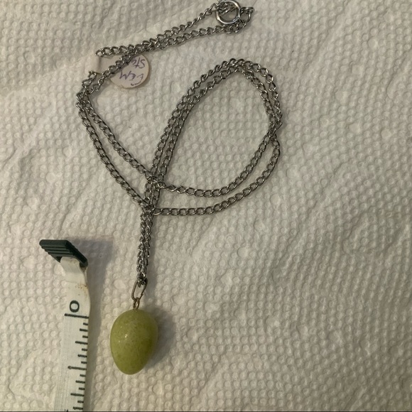 SERPENTINE GEM STONE EGG NECKLACE 70s - see metaph beliefs - Picture 4 of 7